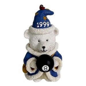 HUDSON'S Polar Bear Magic 8 Ball 1999 Christmas Ornament Santa Wizard 3.5" Xmas